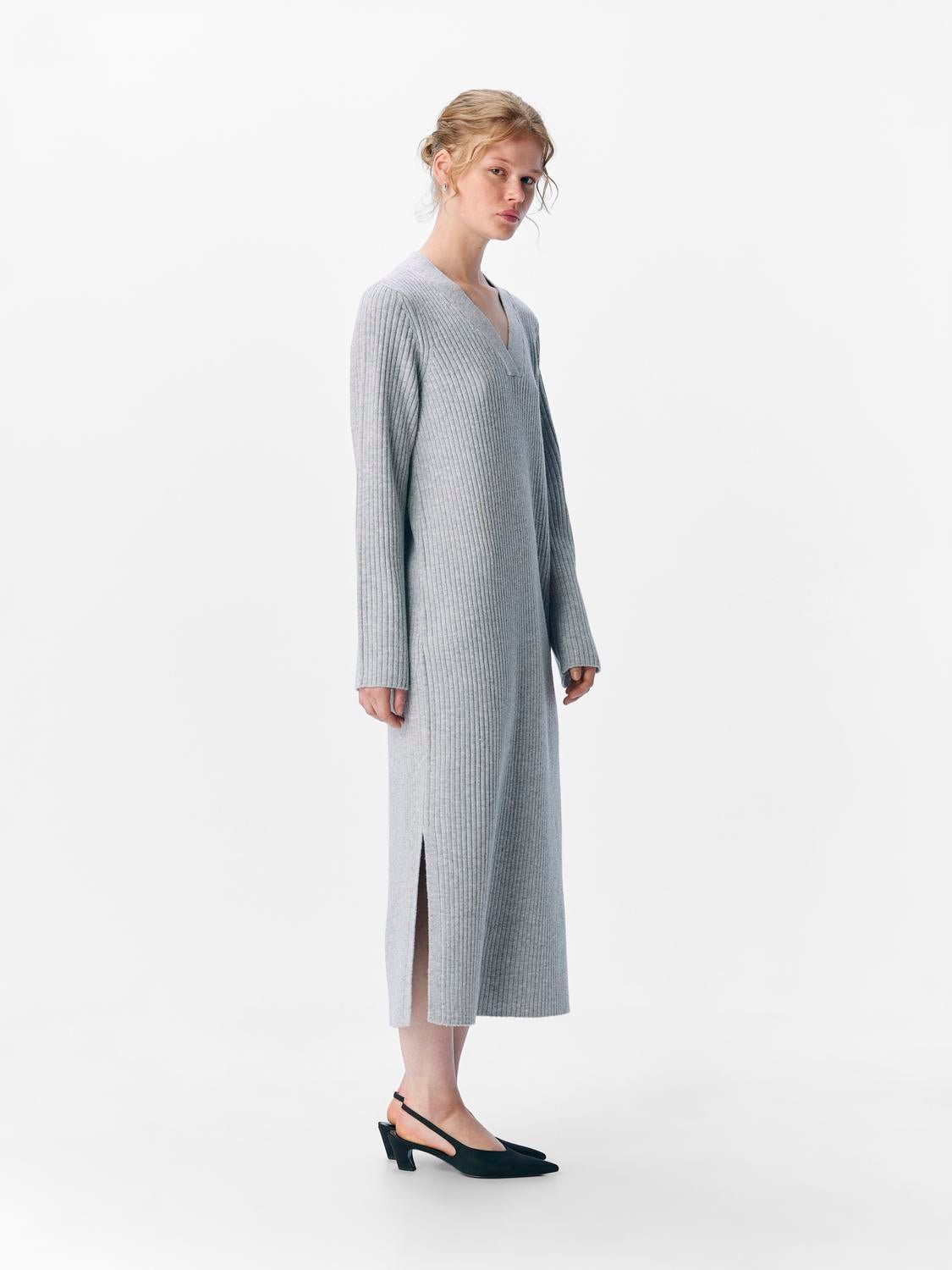 OBJELVA Midi Dress - Light Grey Melange - VERO MODA & VILA Bergvik